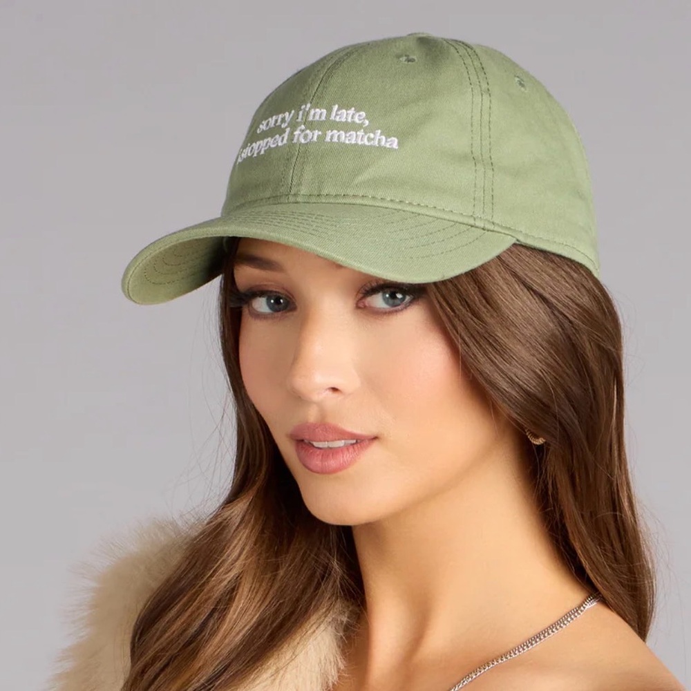 Green Embroidered Women's Cap quote about 🍵 Matcha